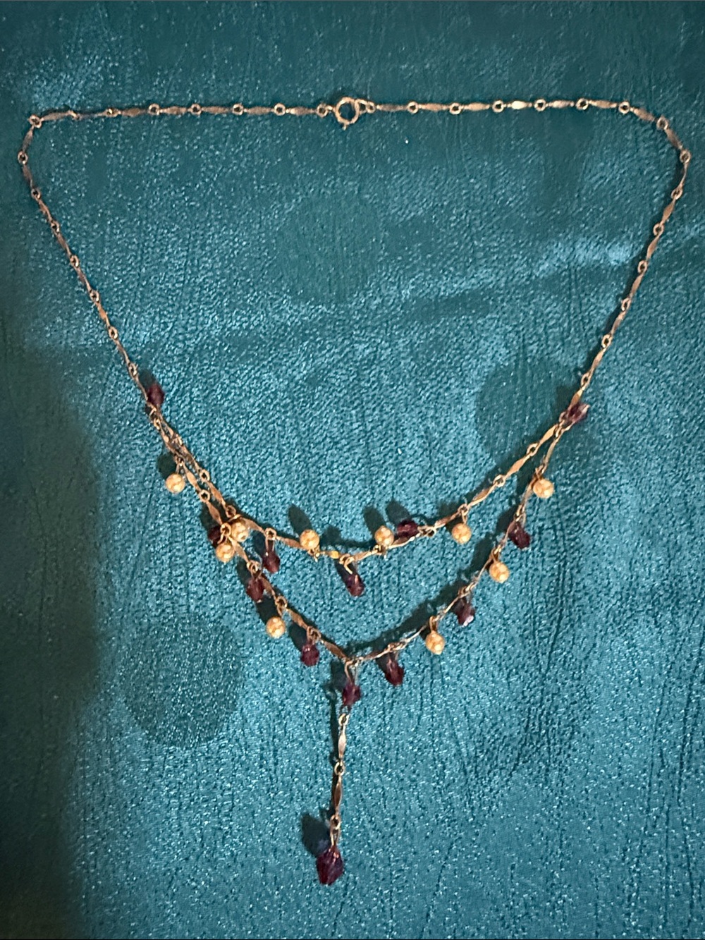 Sterling silver Necklace with Purple and Gold Beads